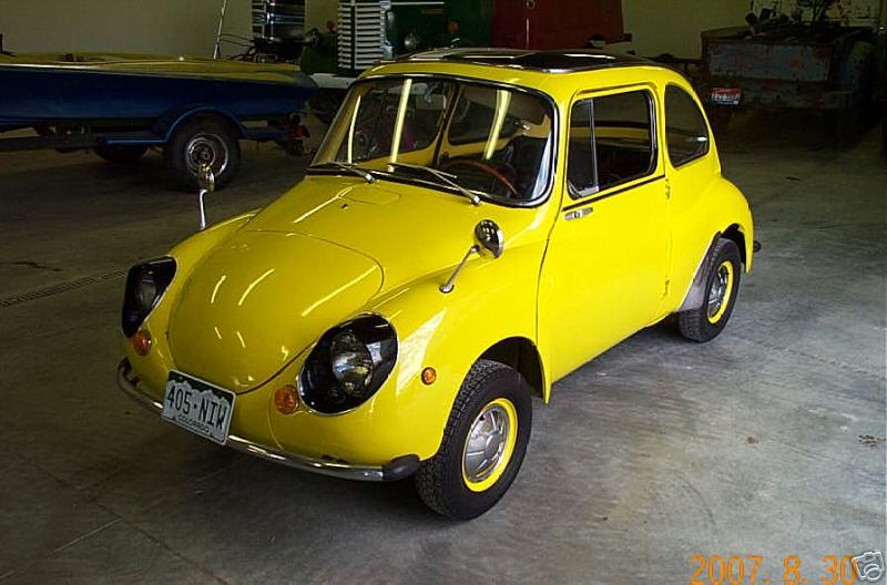 Yellow Subaru 360 Young